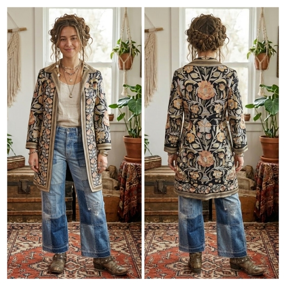 Johnny Was Jackets & Blazers - Johnny Was Biya 100% Silk Embroidered Jacket Size S